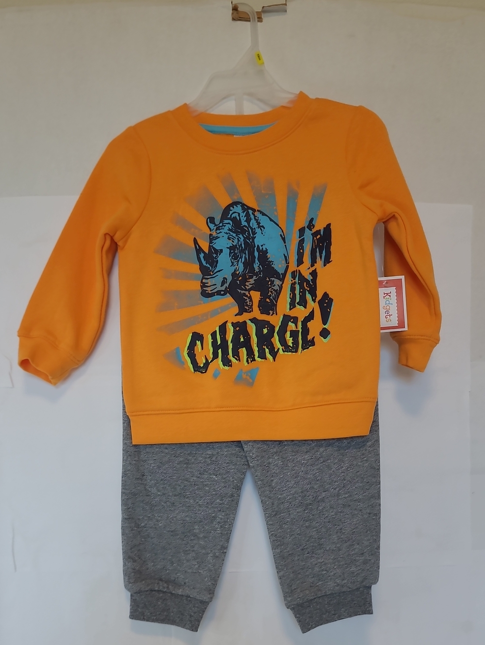 Kids Orange  Rhino Sweatshirt Set